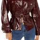 Isabella Vegan Leather Jacket (Claret)