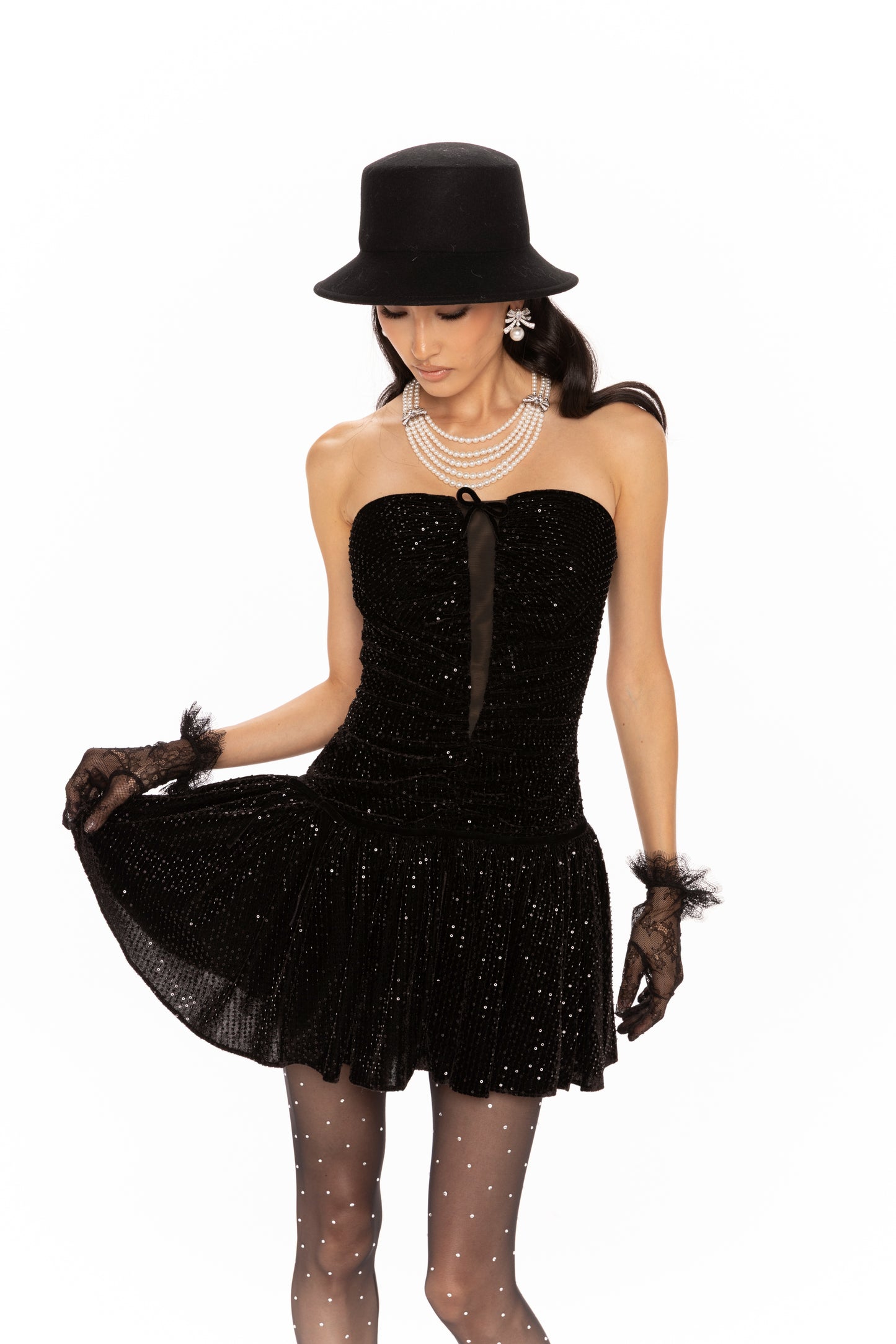 Audrey Sparkle Velvet Mini Dress