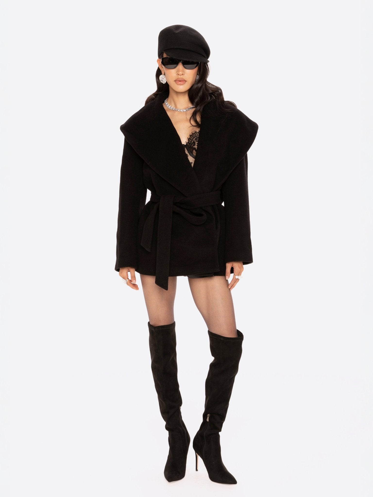 Adriana Faux Fur Coat: Black Long Coat for Cocktail Party | Nana
