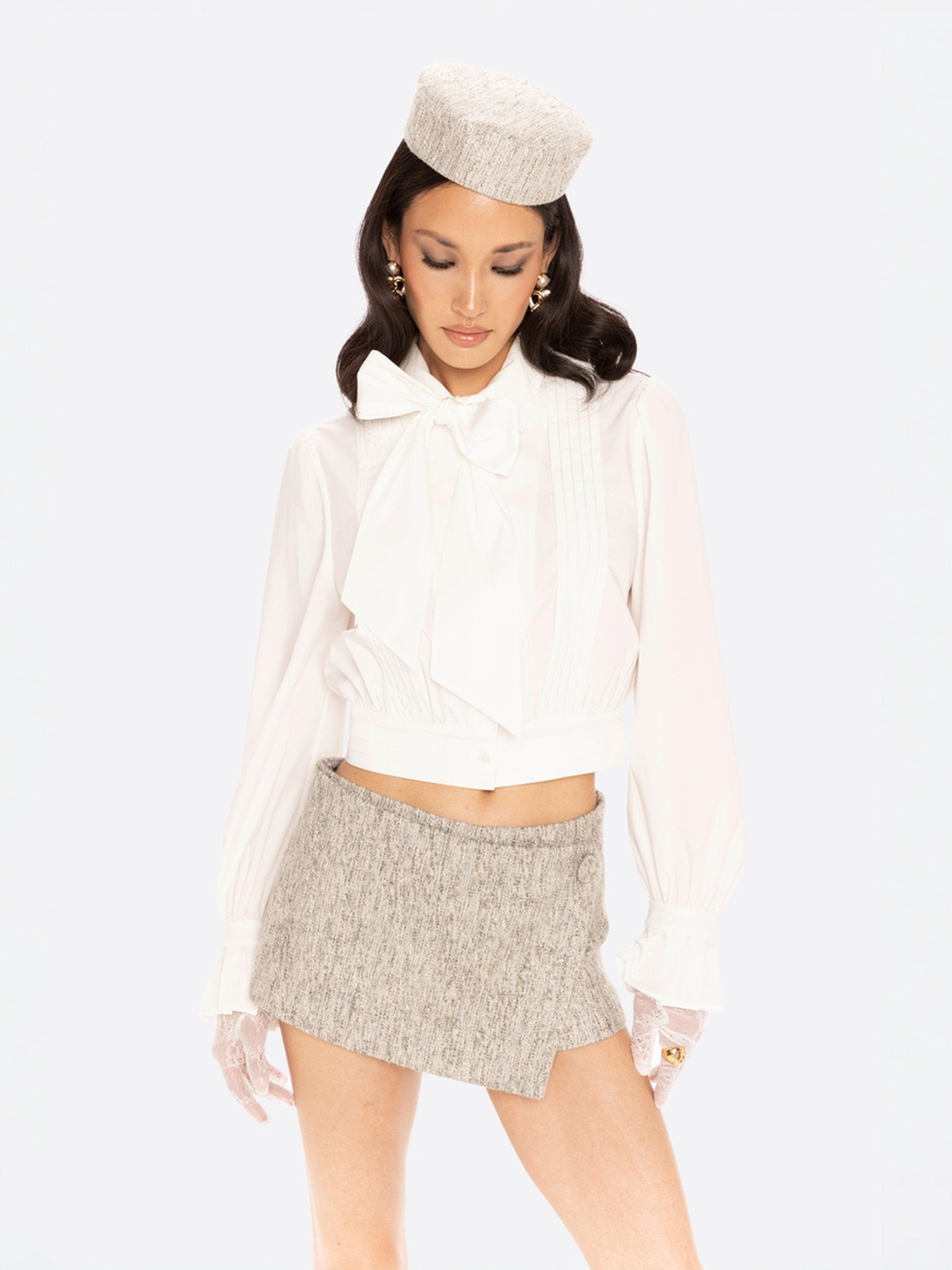 Francesca Mini Skirt: Gray Mini Skirt for Brunch | Nana Jacqueline