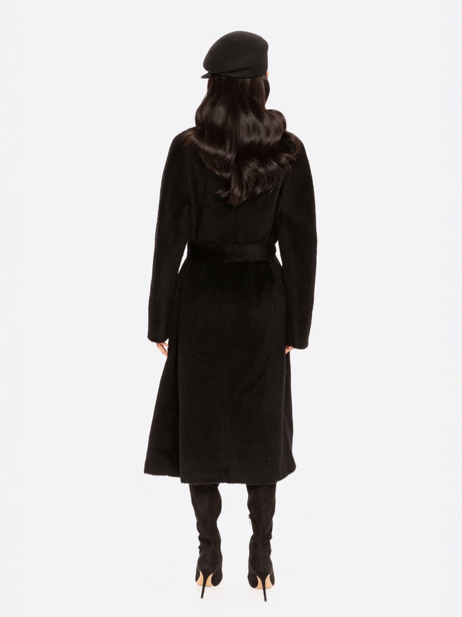 Adriana Faux Fur Coat: Black Long Coat for Cocktail Party | Nana