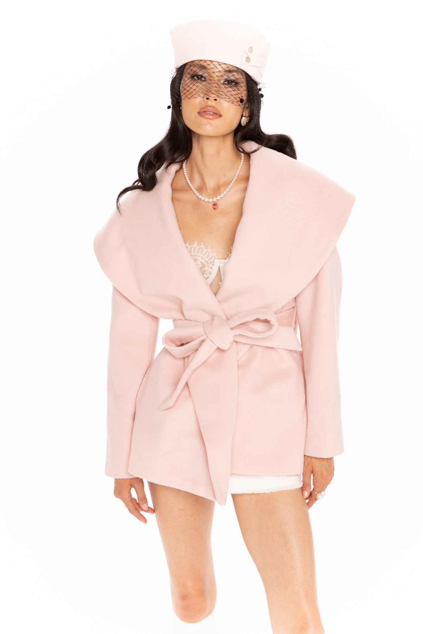 Victoria Bow Coat (Pink)
