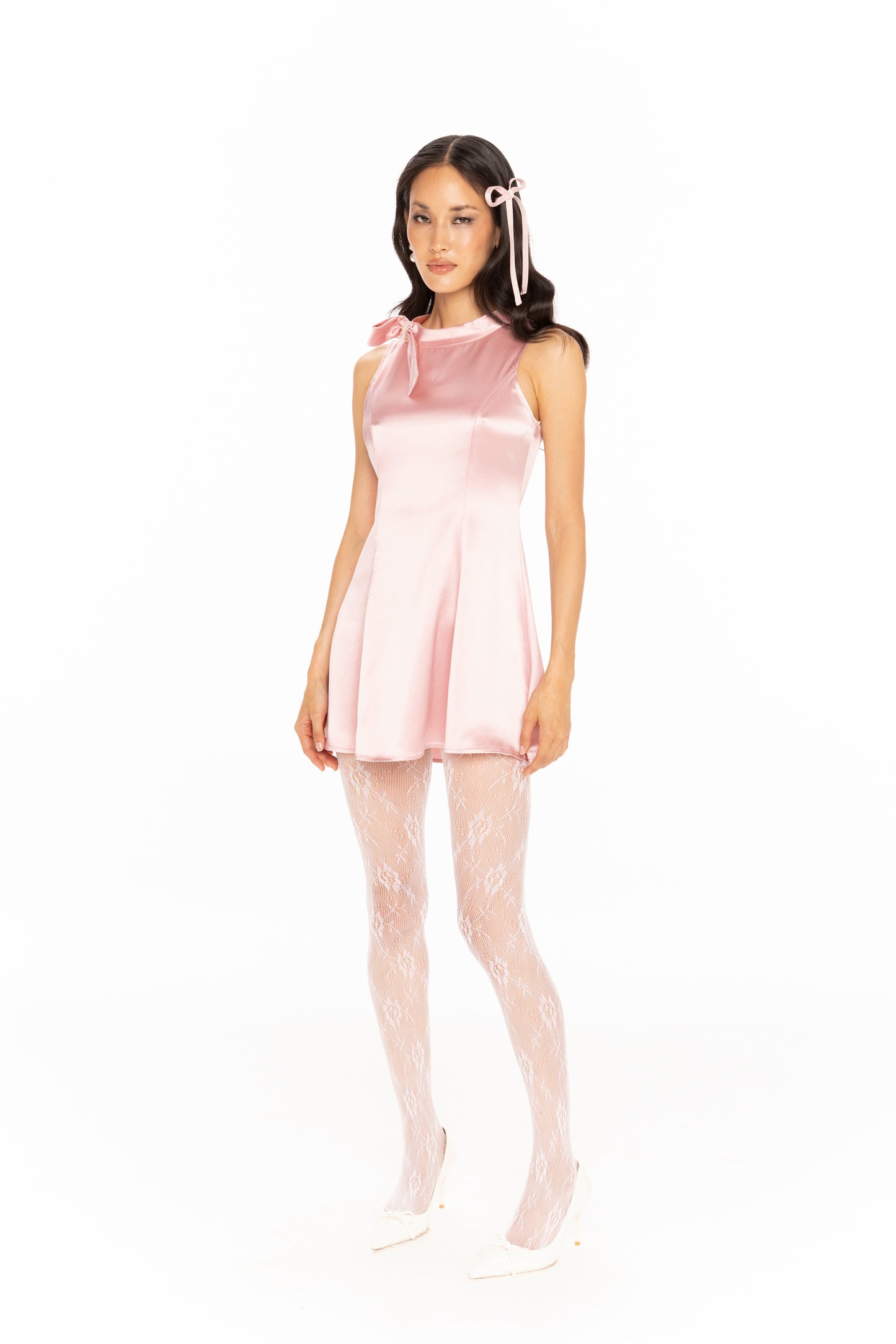 Lila Satin Mini Dress (Pink)