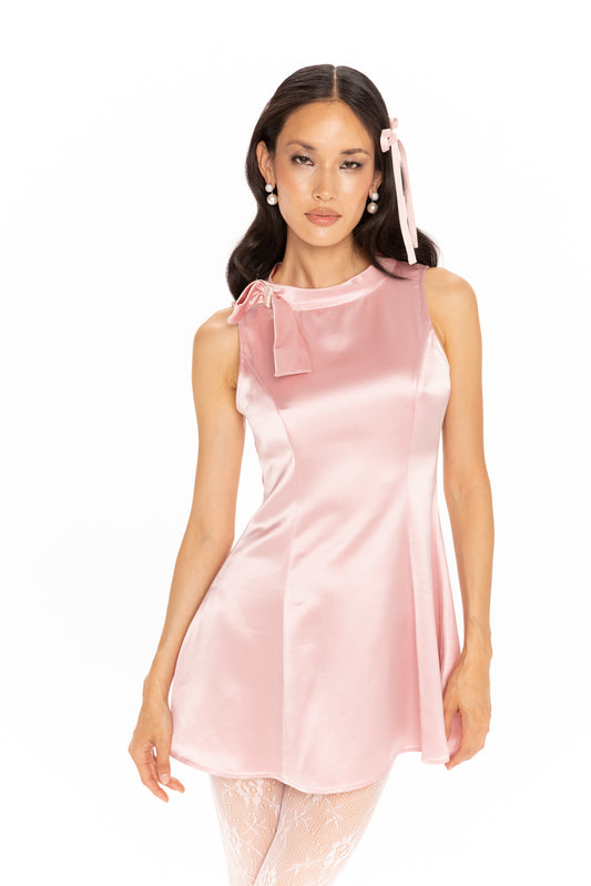 Lila Satin Mini Dress (Pink)