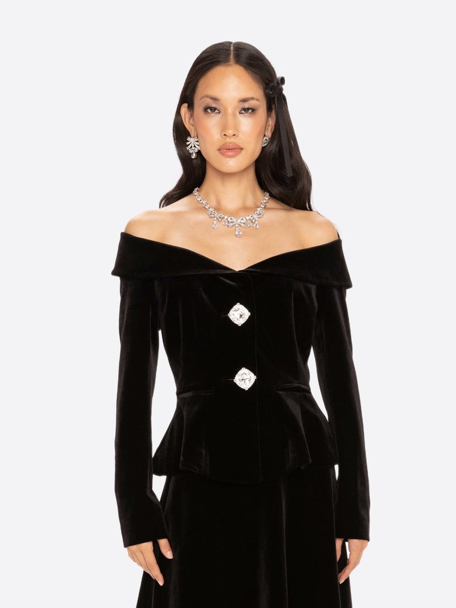 Blaire Velvet Top: Black Velvet Top for Cocktail Party | Nana