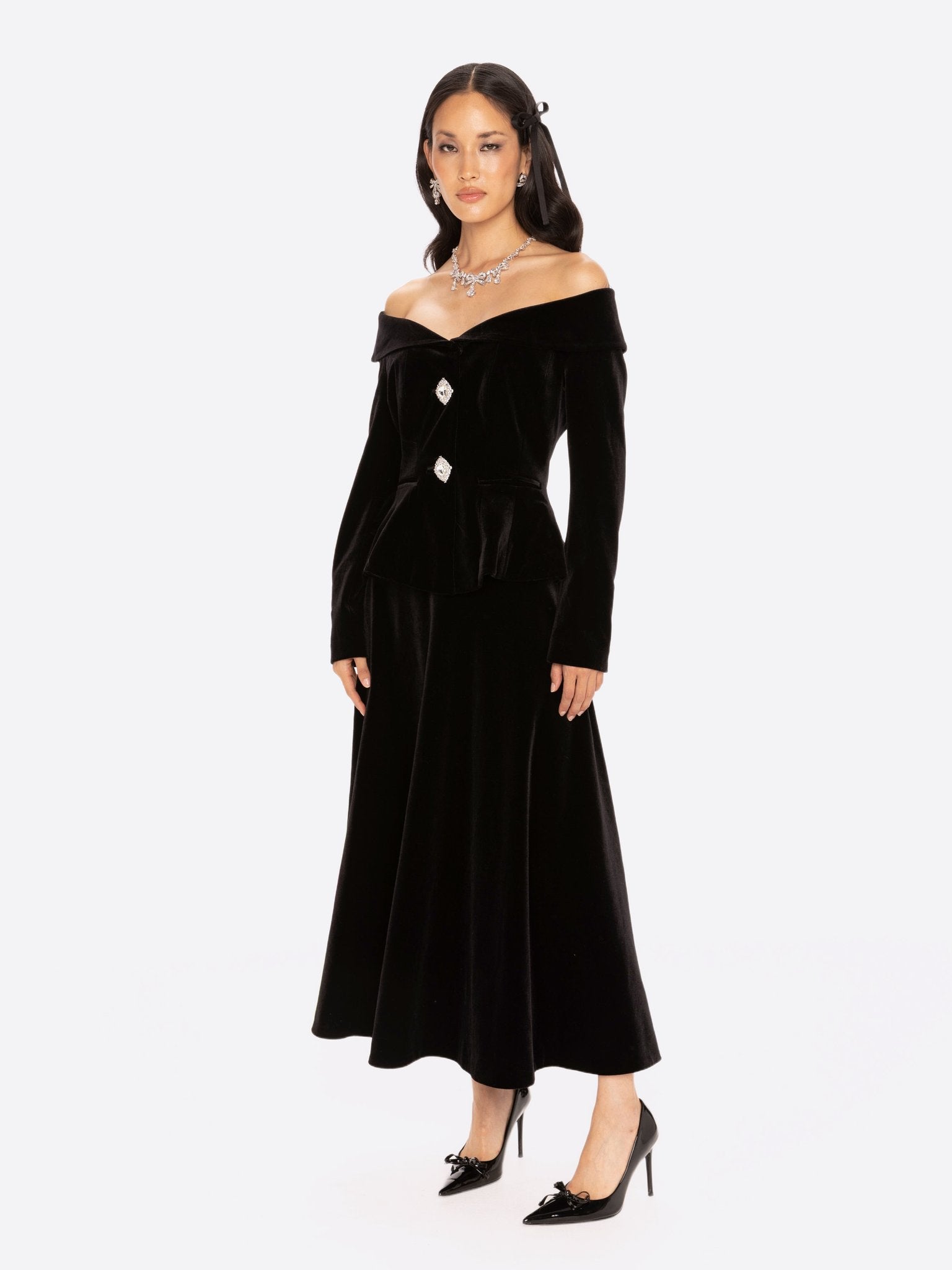 Blaire Velvet Top: Black Velvet Top for Cocktail Party | Nana