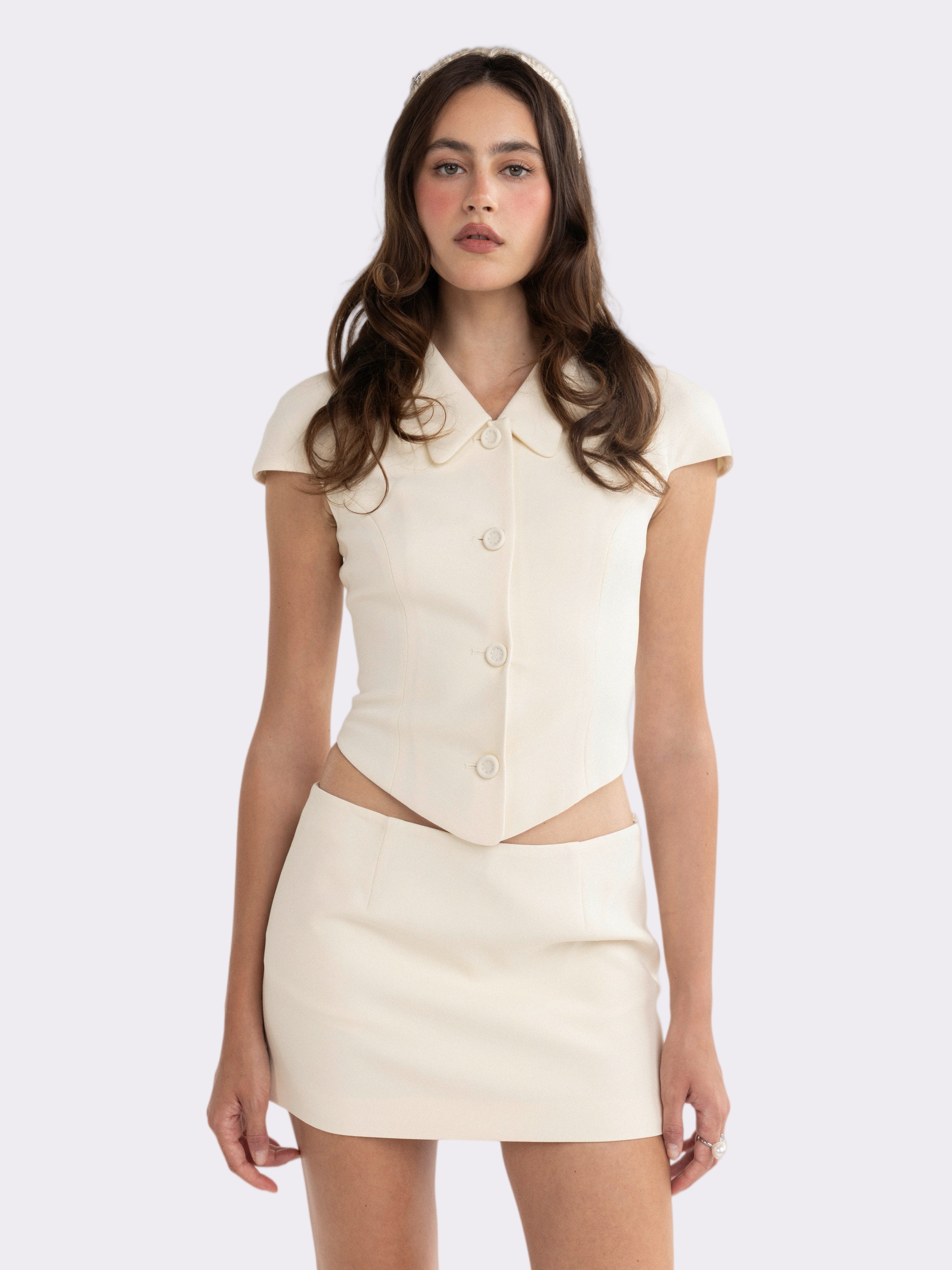 Alina Straight Champagne Mini Skirt