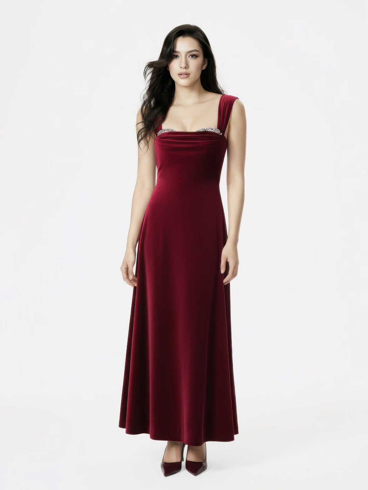 Nana Jacqueline | Women's | Belle Velvet Maxi Dress (Red) | XS Nana Jacqueline | Women's | Belle Velvet Maxi Dress (Red) | XS