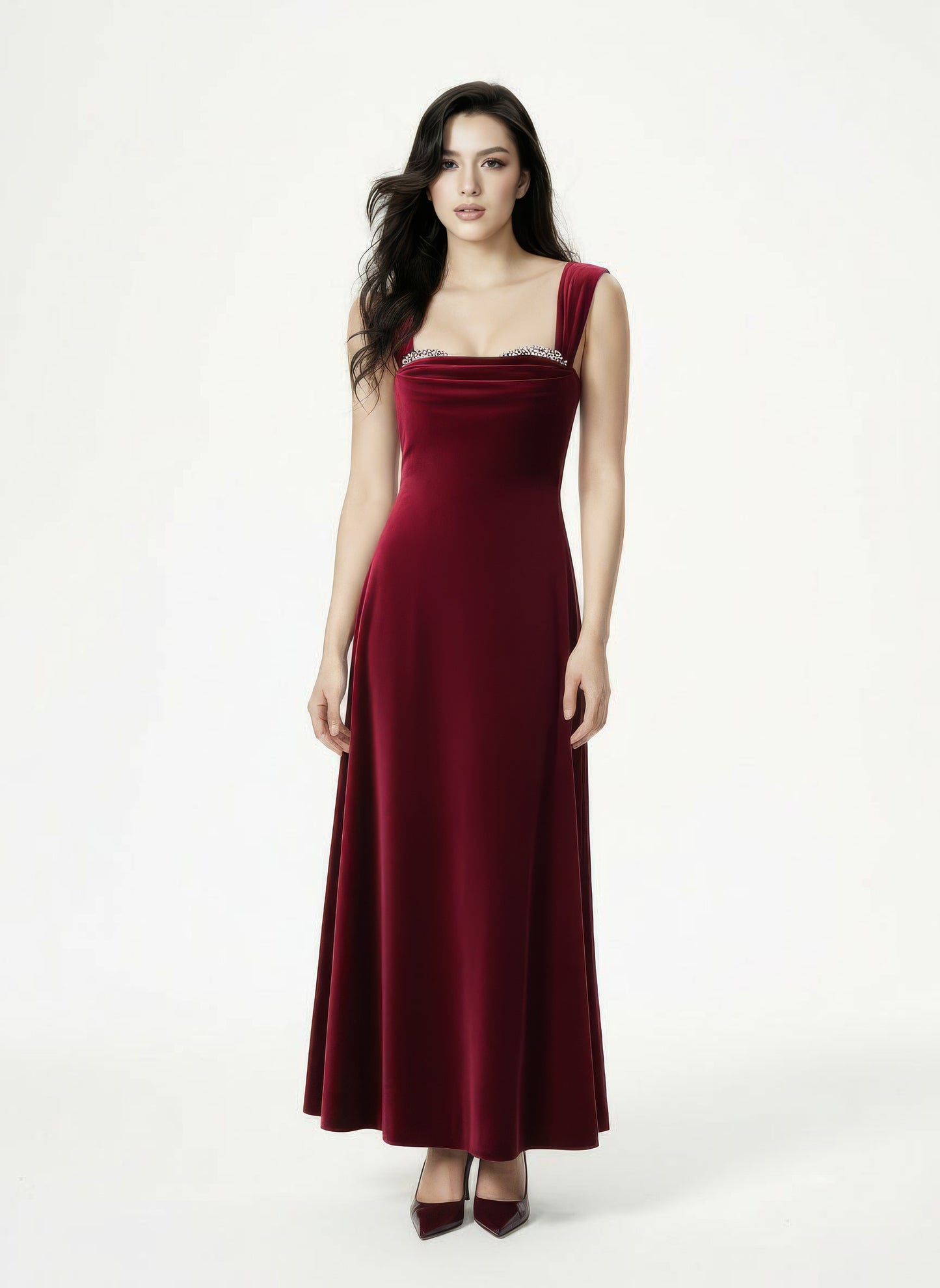 Belle Velvet Maxi Dress (Red)