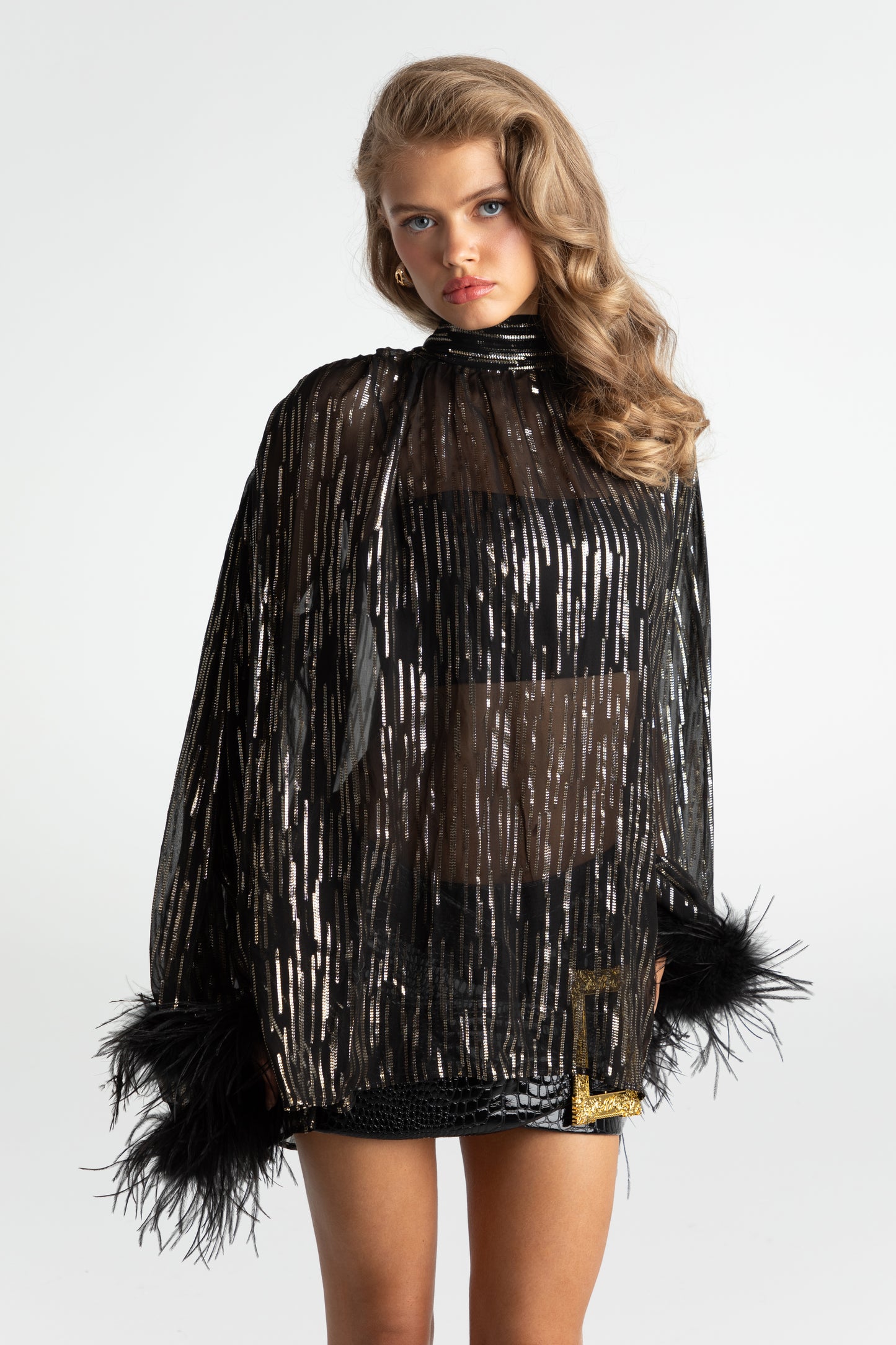 Keira Feather Top (Black)