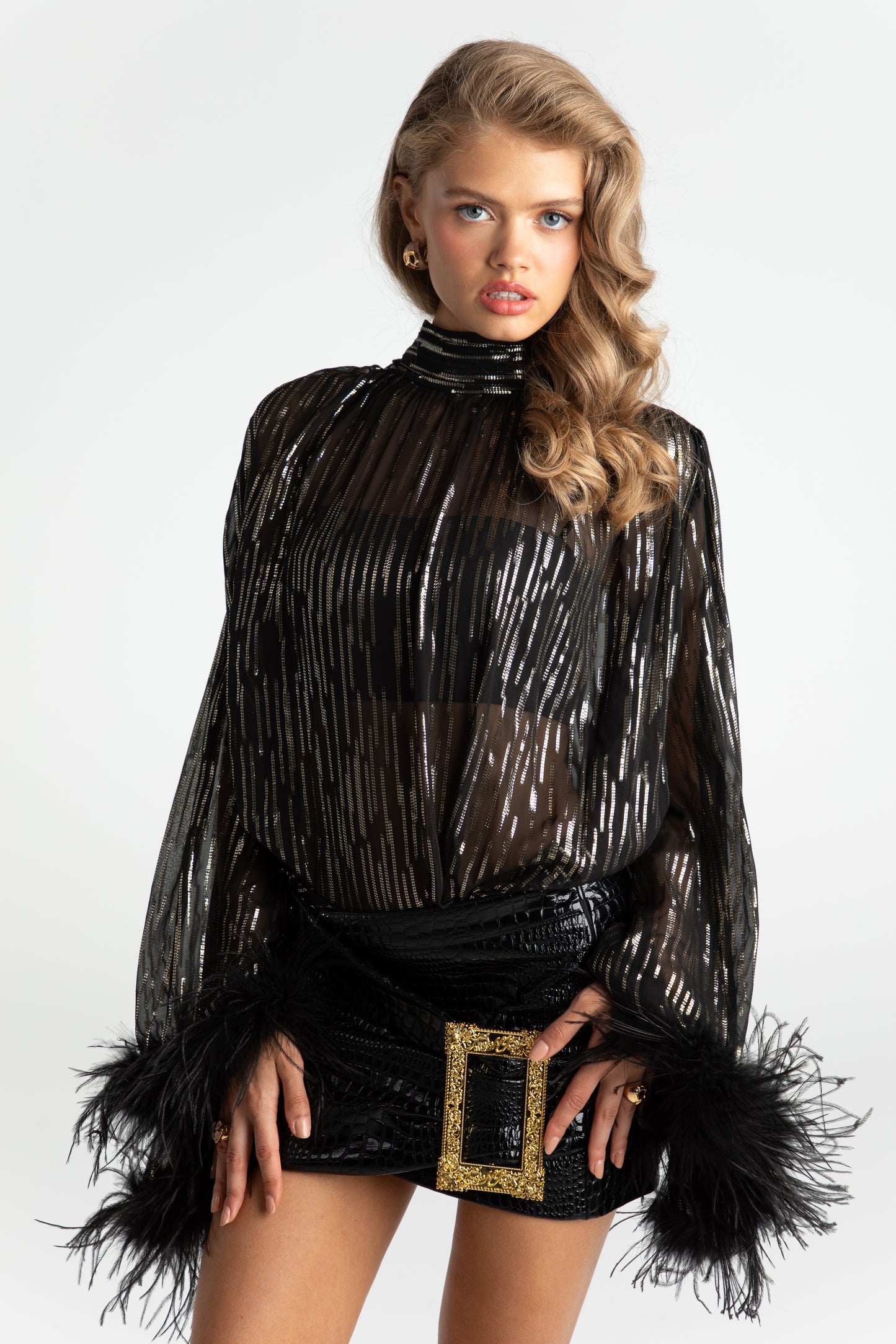 Keira Feather Top (Black)