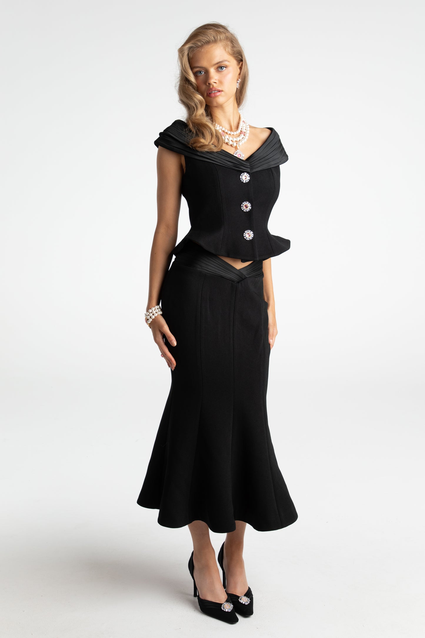 Belle Satin Skirt (Black) (Final Sale)
