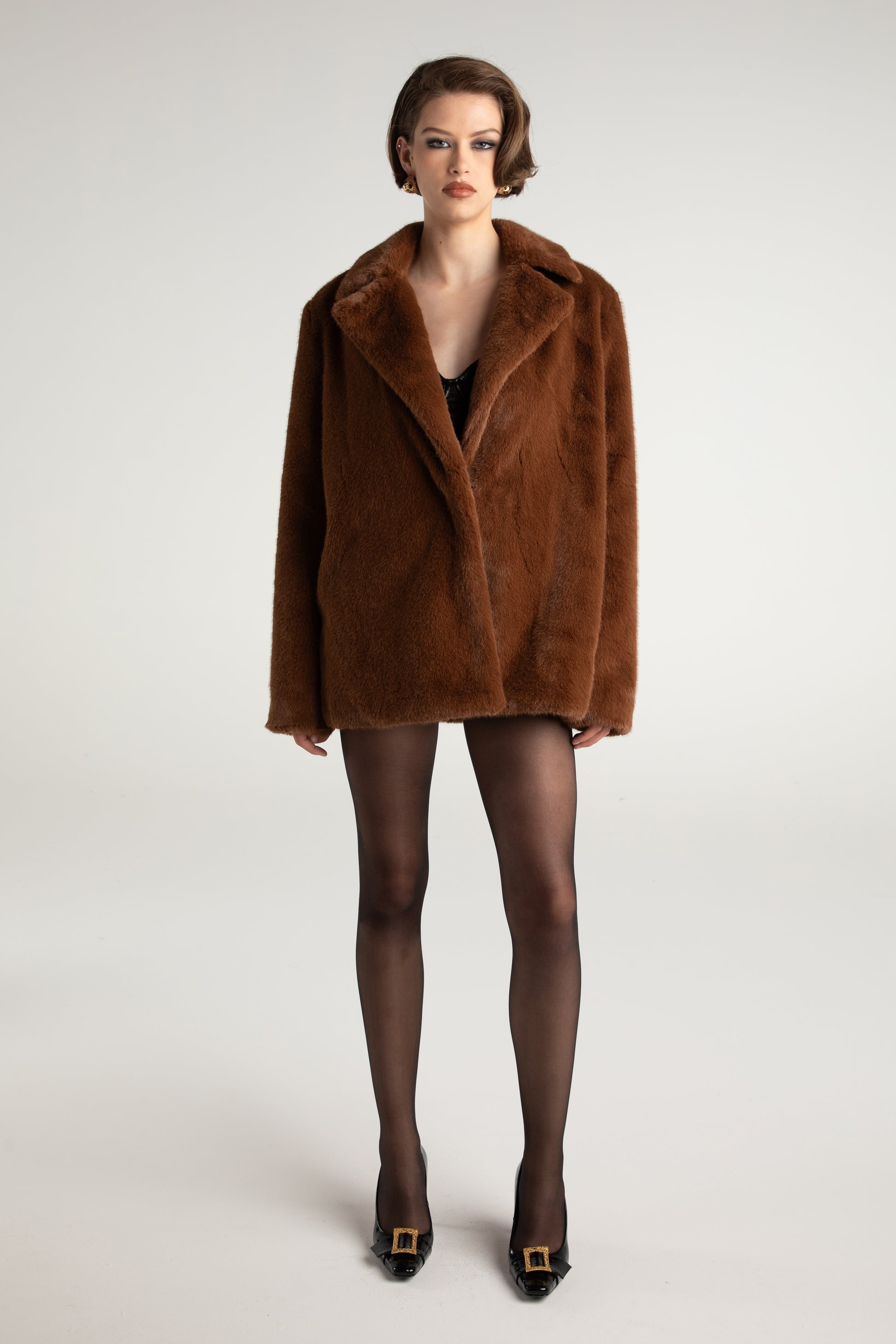 (Brown) Fur Jacqueline Jacket – Phoebe Nana