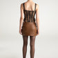 Miranda Leather Mini Skirt (Brown)
