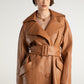 Keira Leather Trench Coat (Brown)