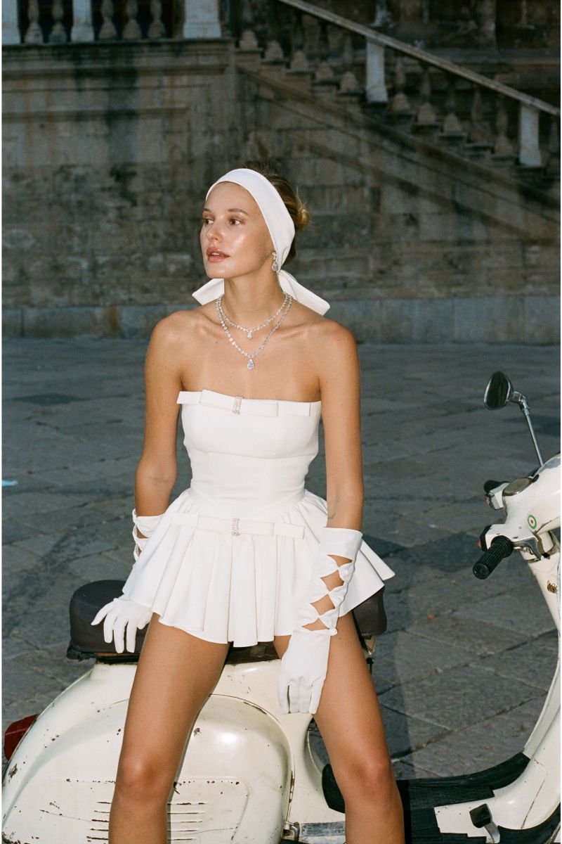 Giselle Bow Jumpsuit (White) – Nana Jacqueline - Main Image