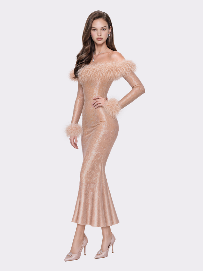 Neva Sequin Maxi Dress (Nude) (Final Sale), product image 2 of 5