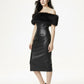 Gabrielle Fur Maxi Dress (Black)