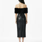 Gabrielle Fur Maxi Dress (Black)
