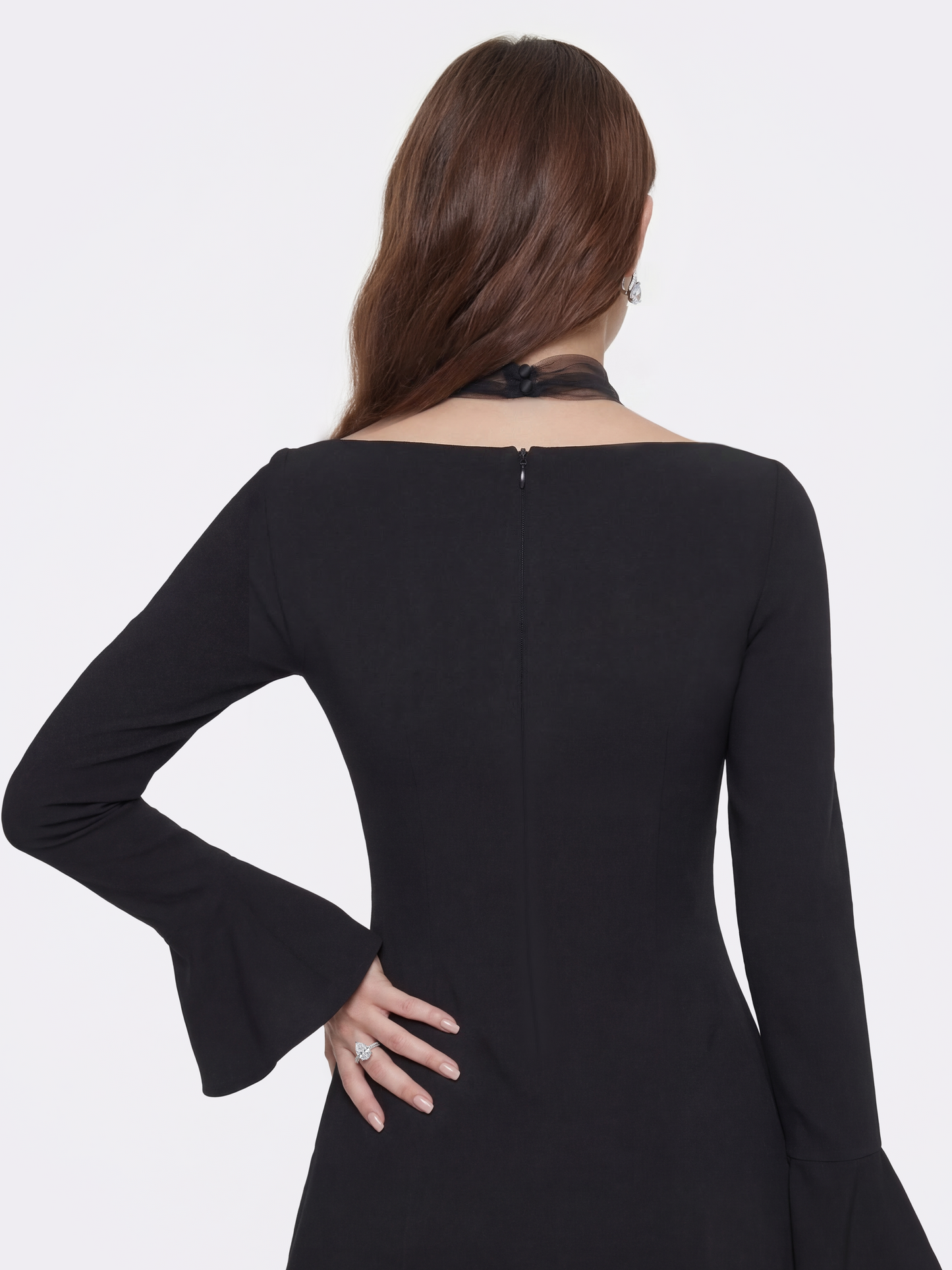 Alessandra Deep V Black Mini Dress