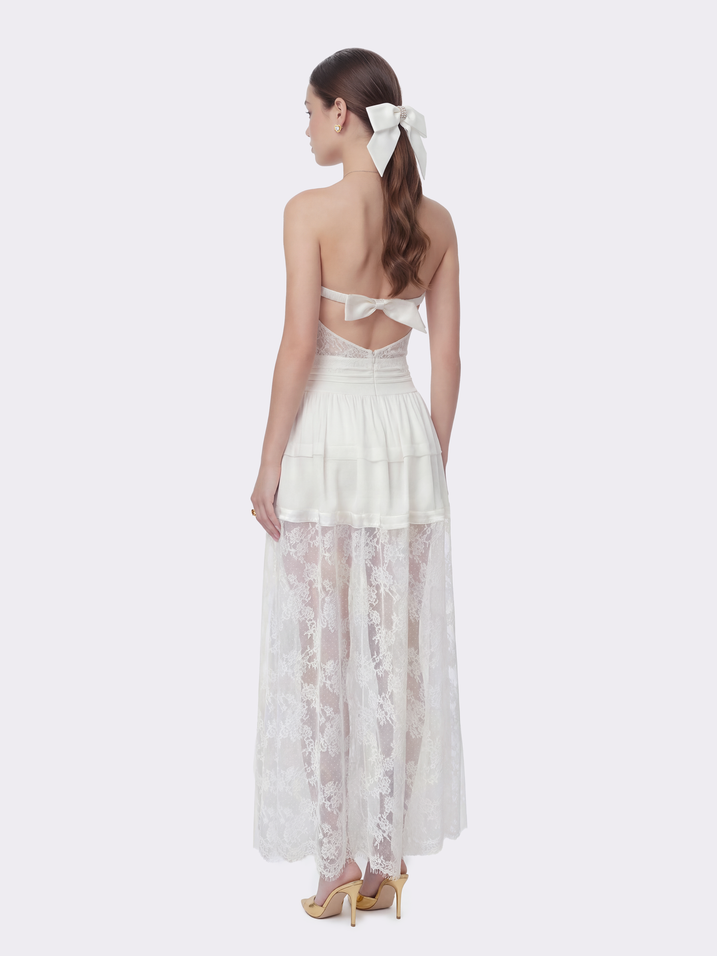 Amelie Lace Strapless White Dress