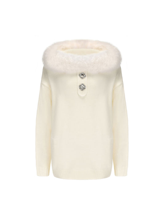 Ava Fur Sweatshirt (White)