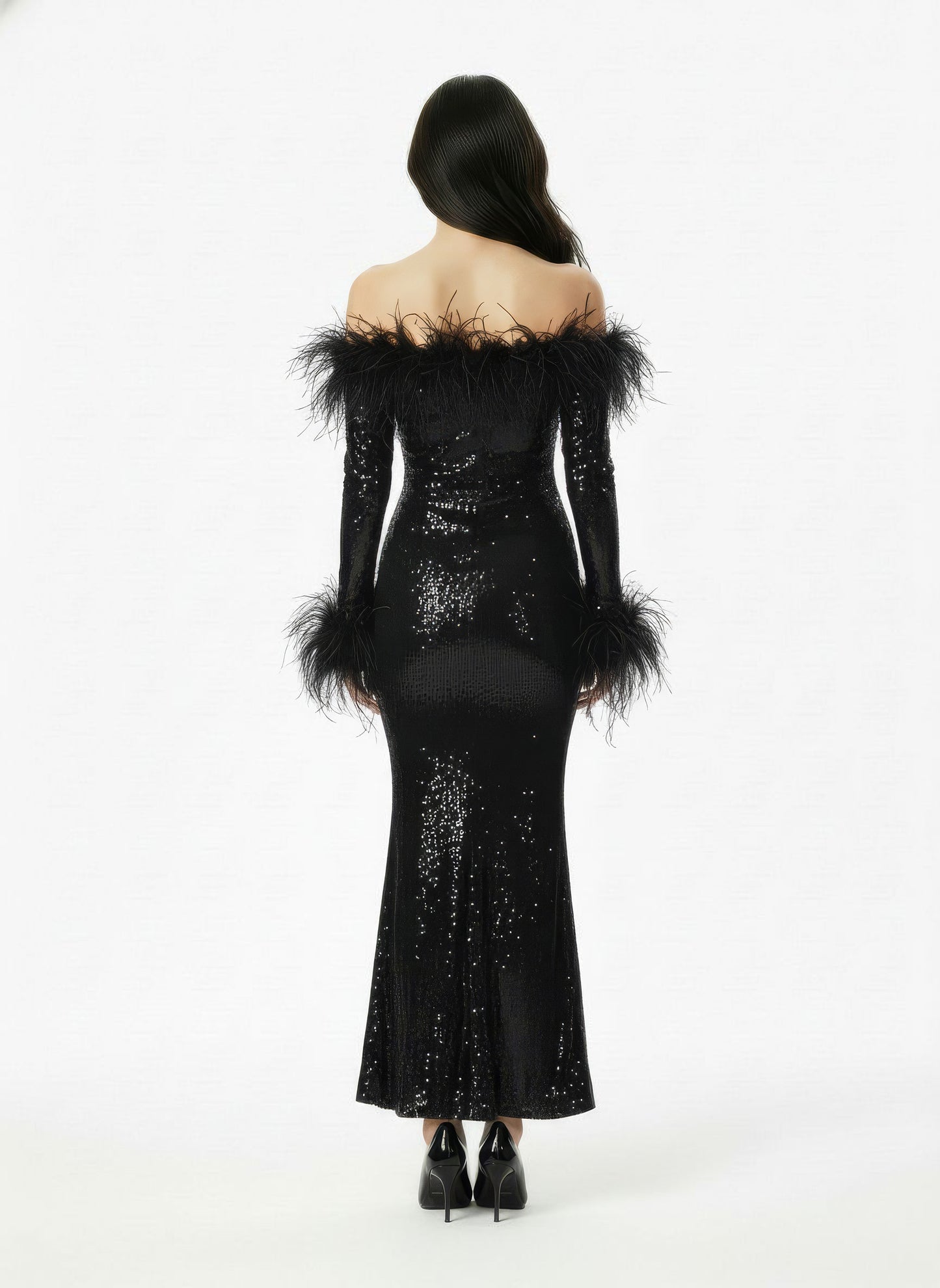 Neva Sequin Maxi Dress (Black)