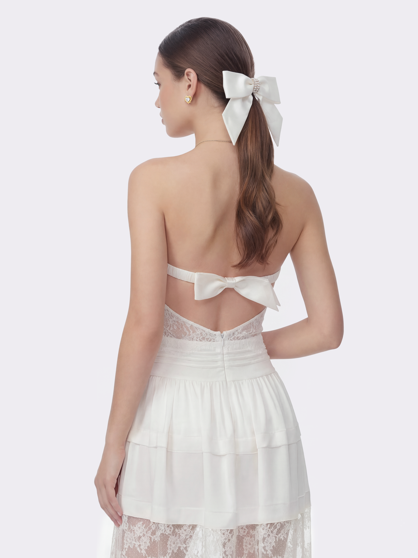 Amelie Lace Strapless White Dress