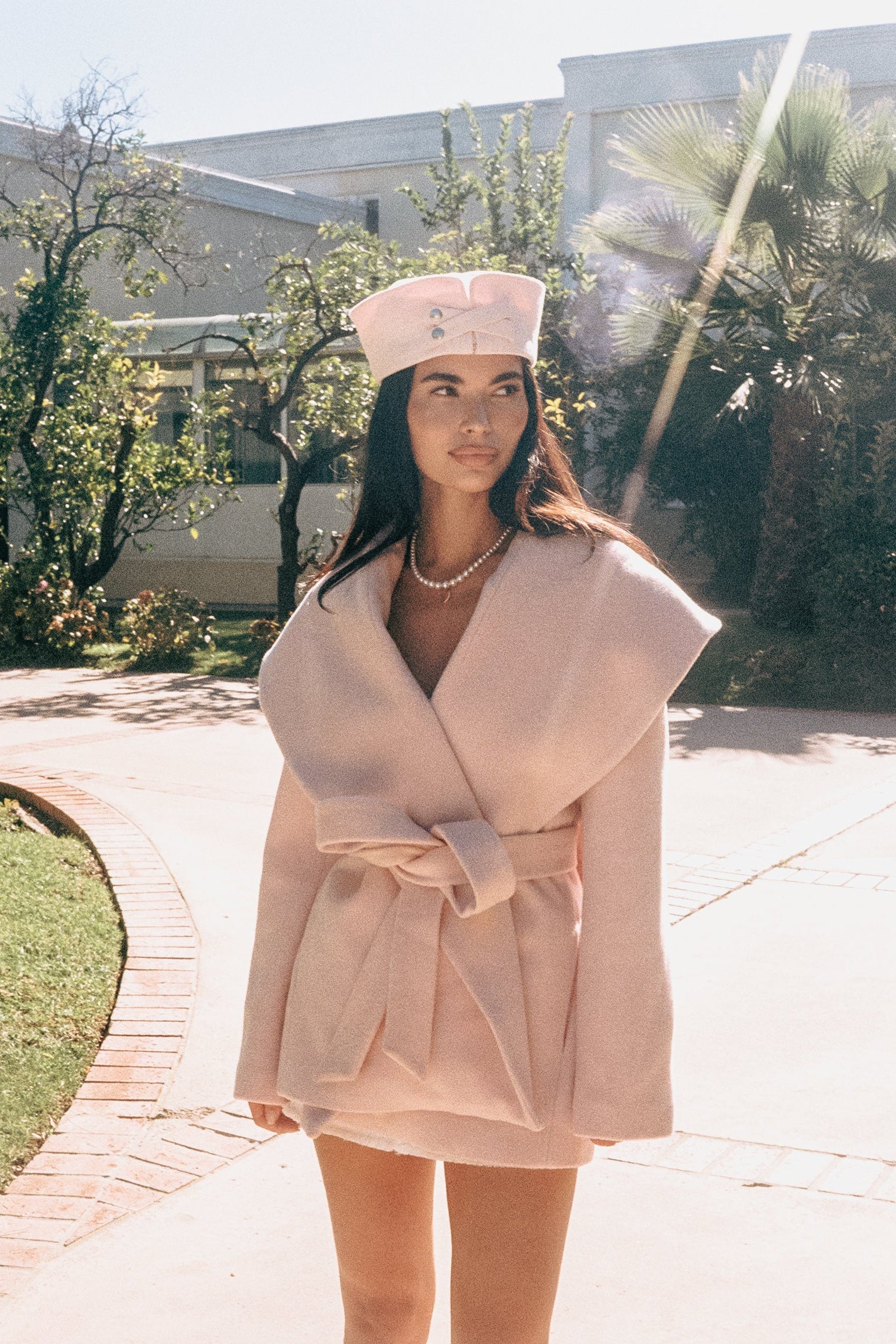 Victoria Bow Coat: Pink Coat for Date Night | Nana Jacqueline