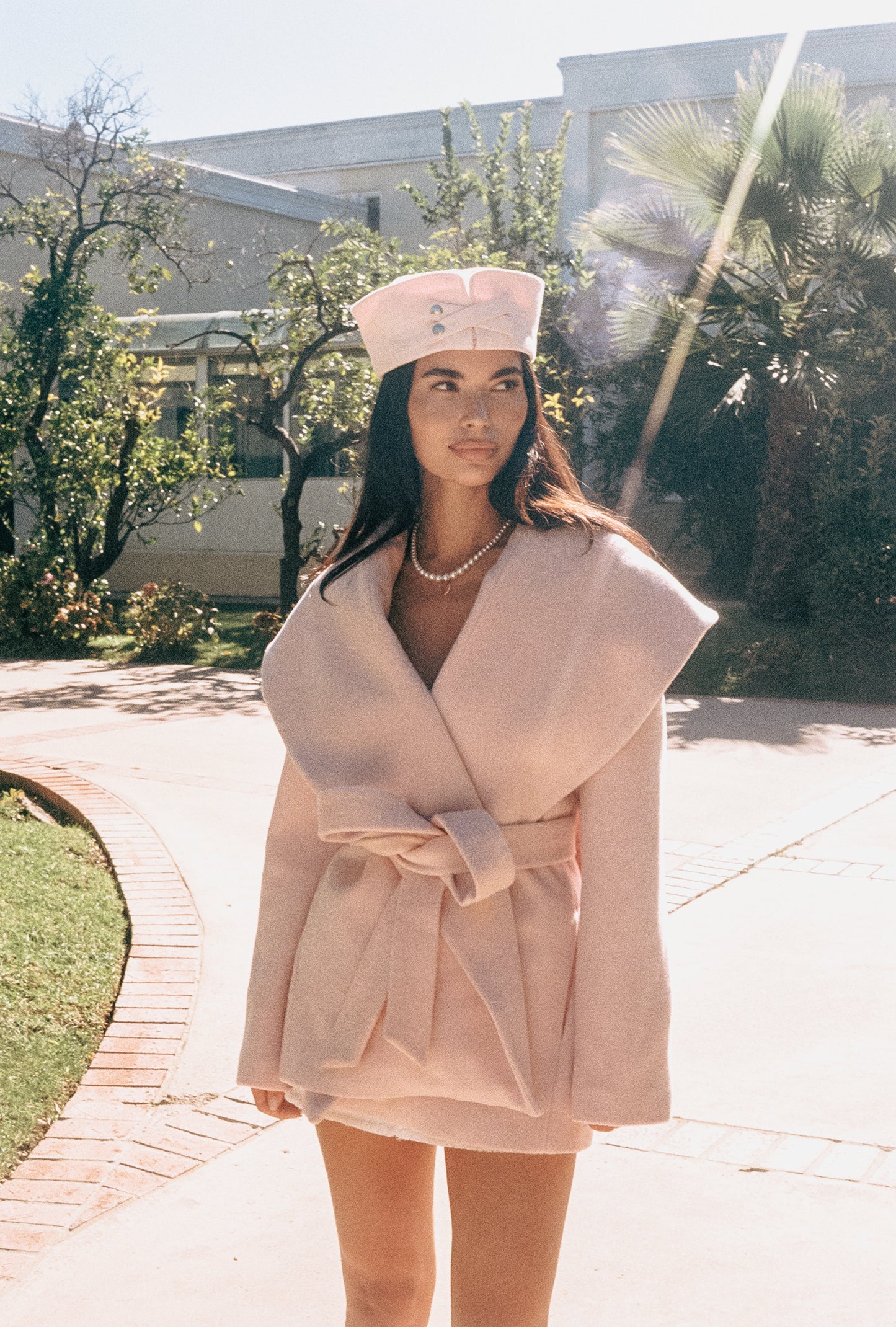 Victoria Bow Coat (Pink)