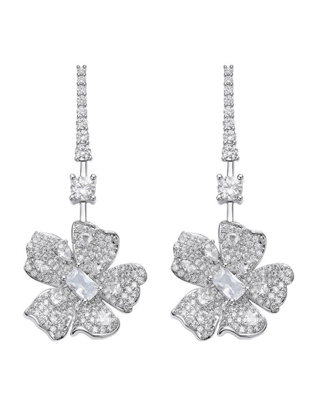 Isadora Floral Drop White Earrings | Nana Jacqueline