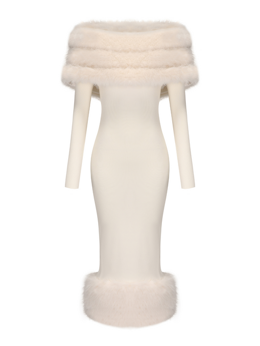 Natalia Fur Dress (White)