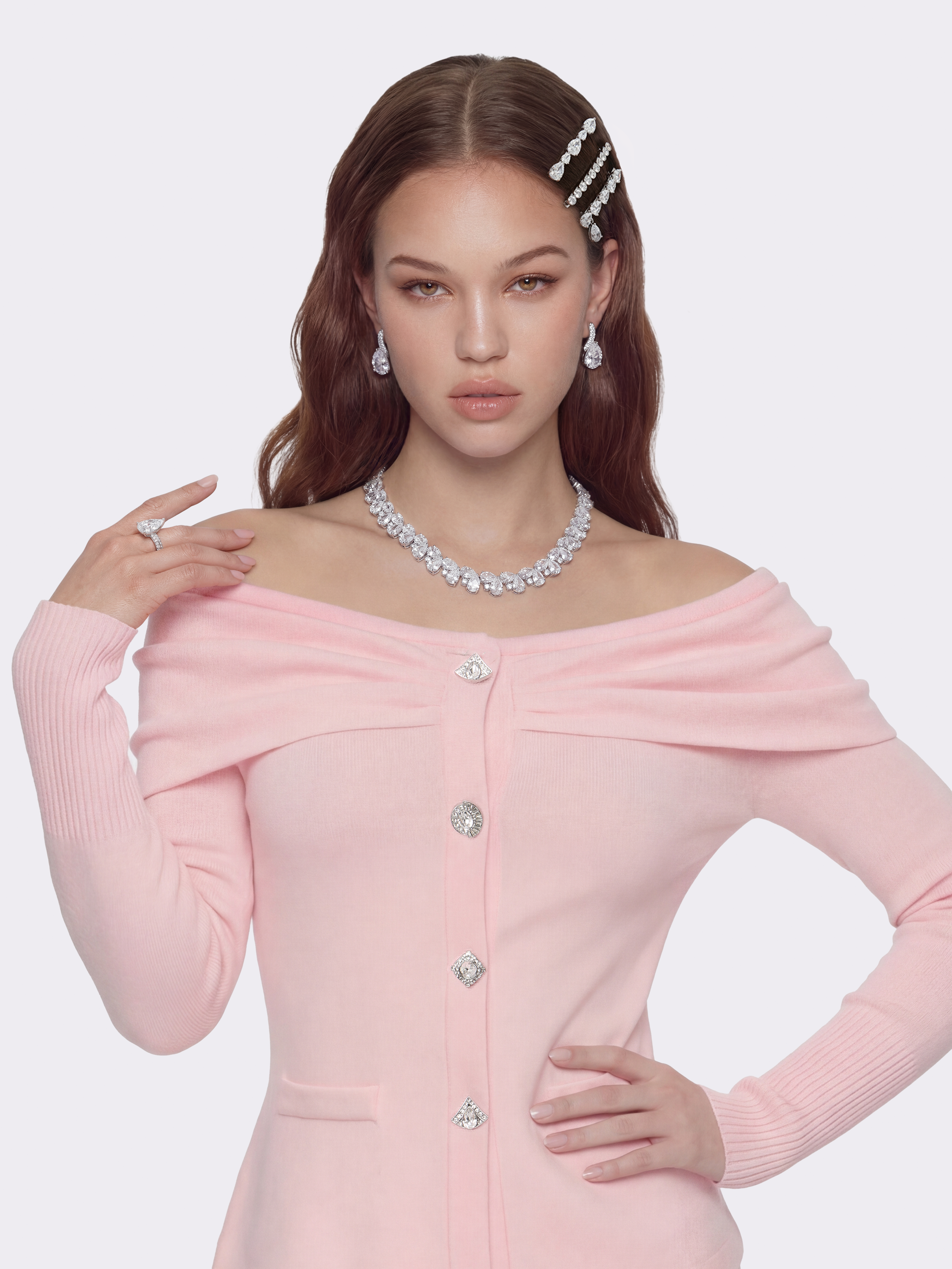 Brigitte Off-Shoulder Knit Pink Top