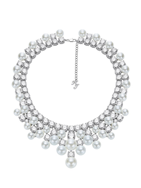 Marceline Pearl Tassel White Necklace | Nana Jacqueline