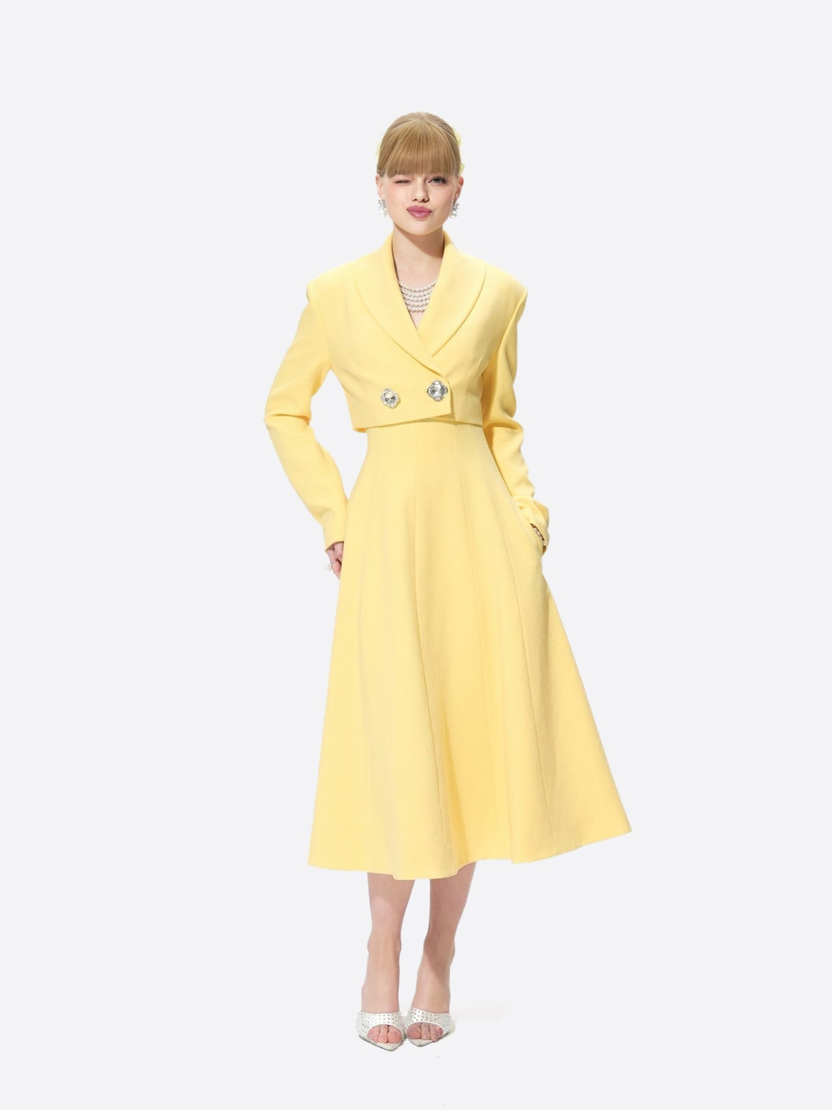 Veronica Crop Blazer: Yellow Blazer for Brunch | Nana Jacqueline Yellow / XS Veronica Crop Blazer: Yellow Blazer for Brunch | Nana Jacqueline Yellow / XS