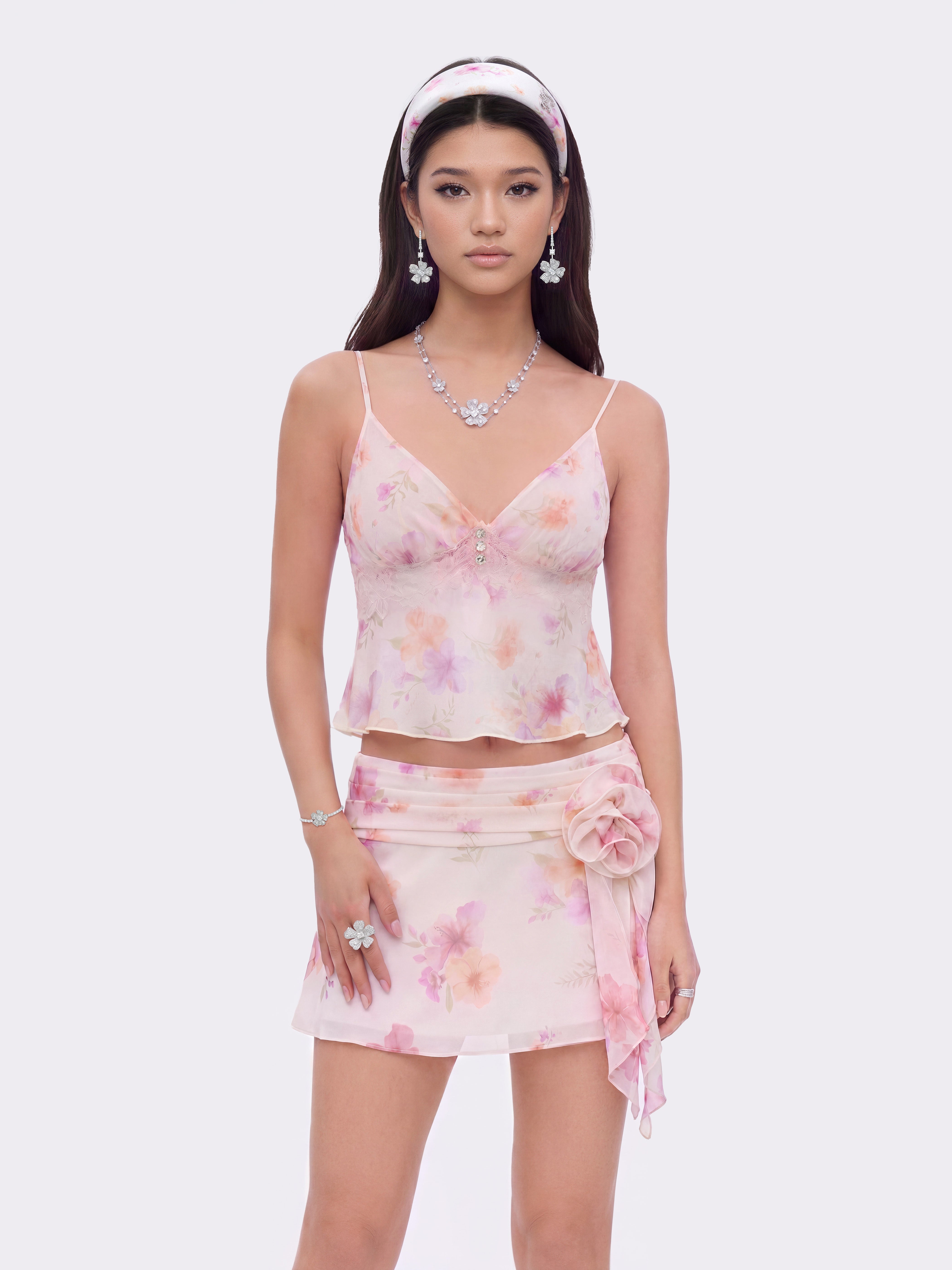 YAECA LDKWEAR HOBONICHI スモックドレス　花柄 Ophelia Rosette Floral Ivory Skirt | Nana Jacqueline