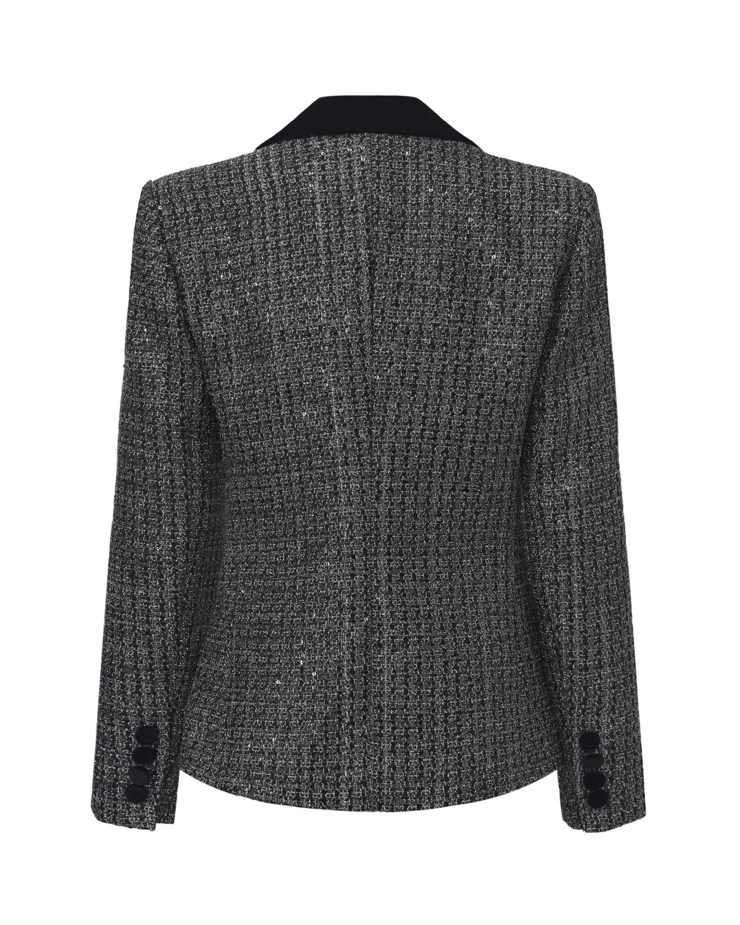 Maya Lapel Suit Jacket (Black & Silver)