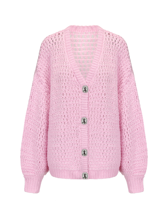 Alexis Cardigan + Scarf Set (Pink)