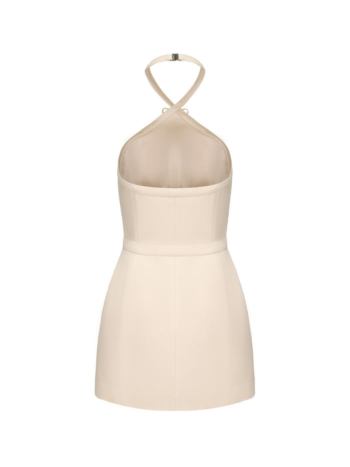 jacklyn off shoulder mini dress - oatmeal Claira Dress: Off-White Mini Dress for Bridal Shower
