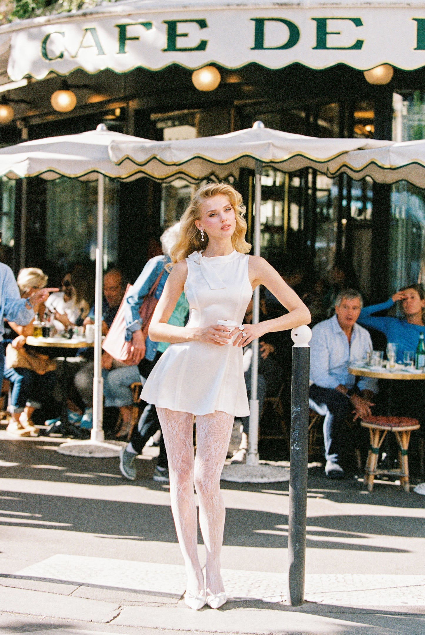 Lila Satin Mini Dress (White)