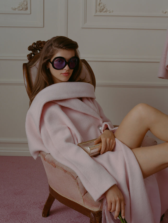 Valentina Scarf Collar Pink Coat, product image 2 of 14