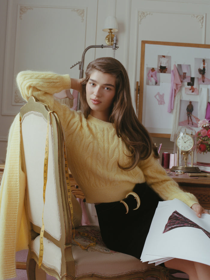 Sylvie Heart Cable Yellow Sweater, product image 2 of 16