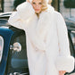 Althea Faux Fur Collar Cocoon Coat (White)
