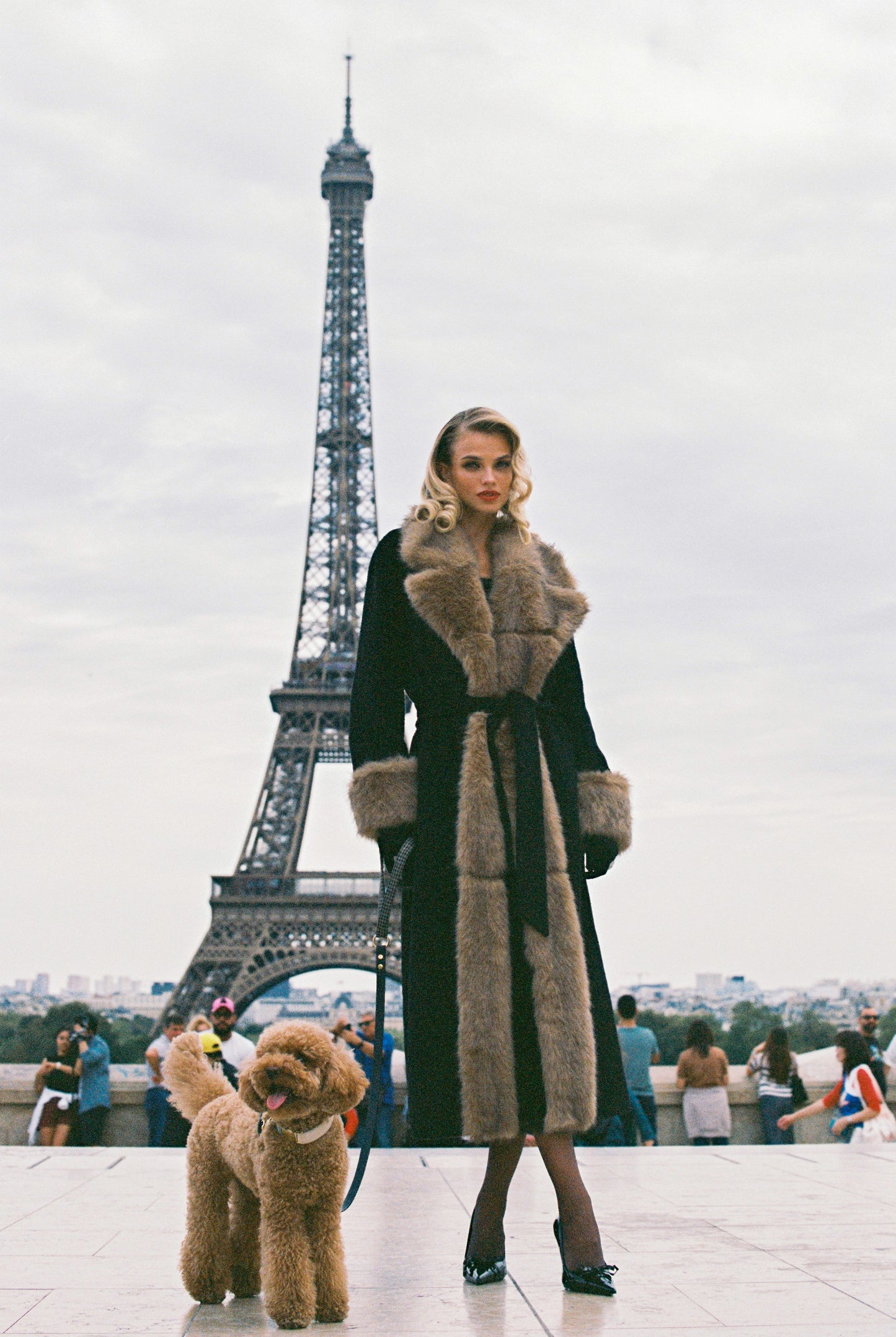 Adriana Faux Fur Coat (Black & Brown)