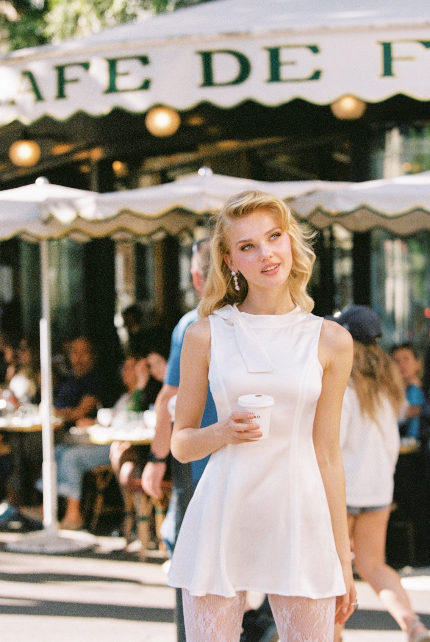 Lila Satin Mini Dress (White)