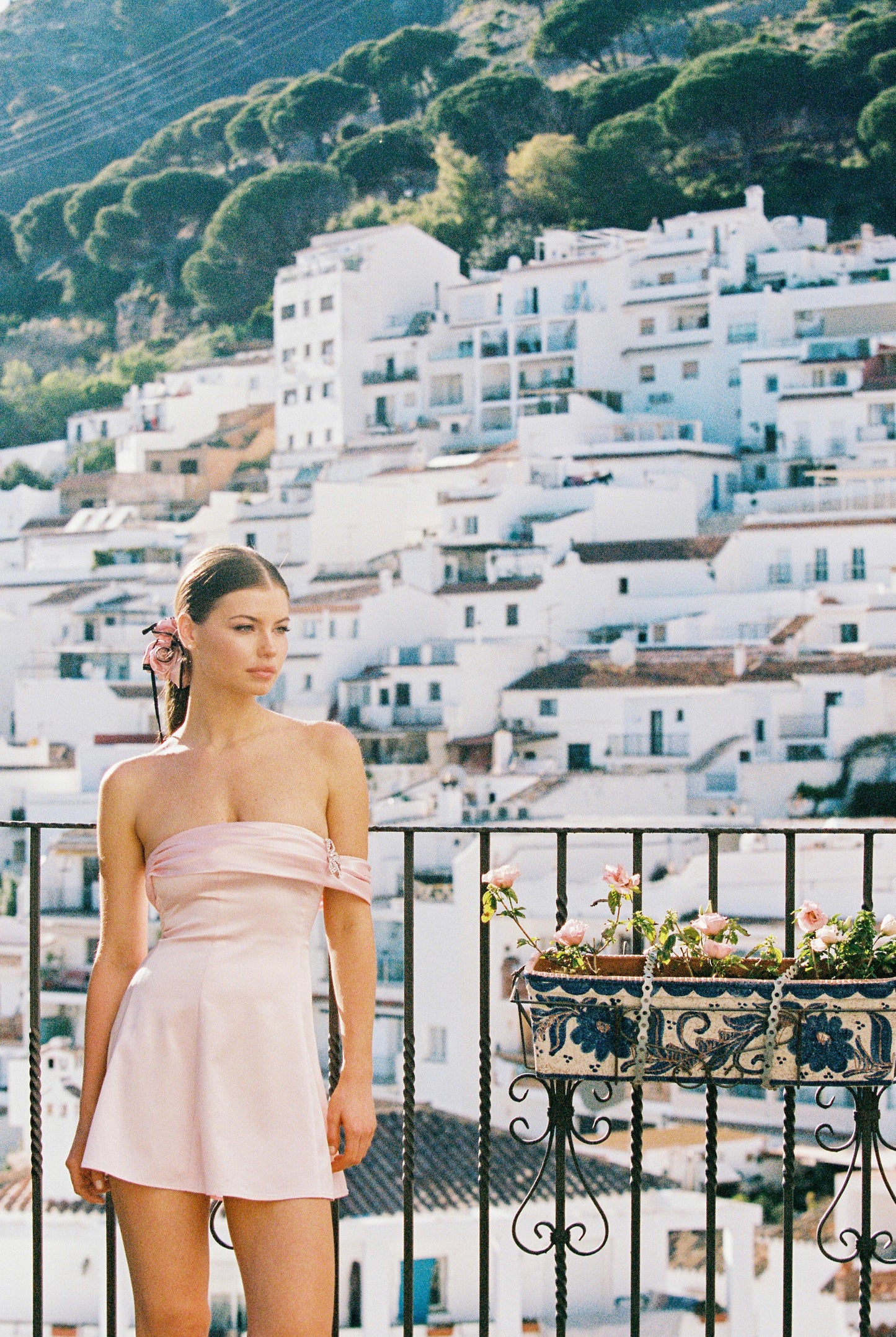 Cornelia pink pearlescent satin strapless asymmetric mini dress β Taurus birthday dress | Nana Jacqueline