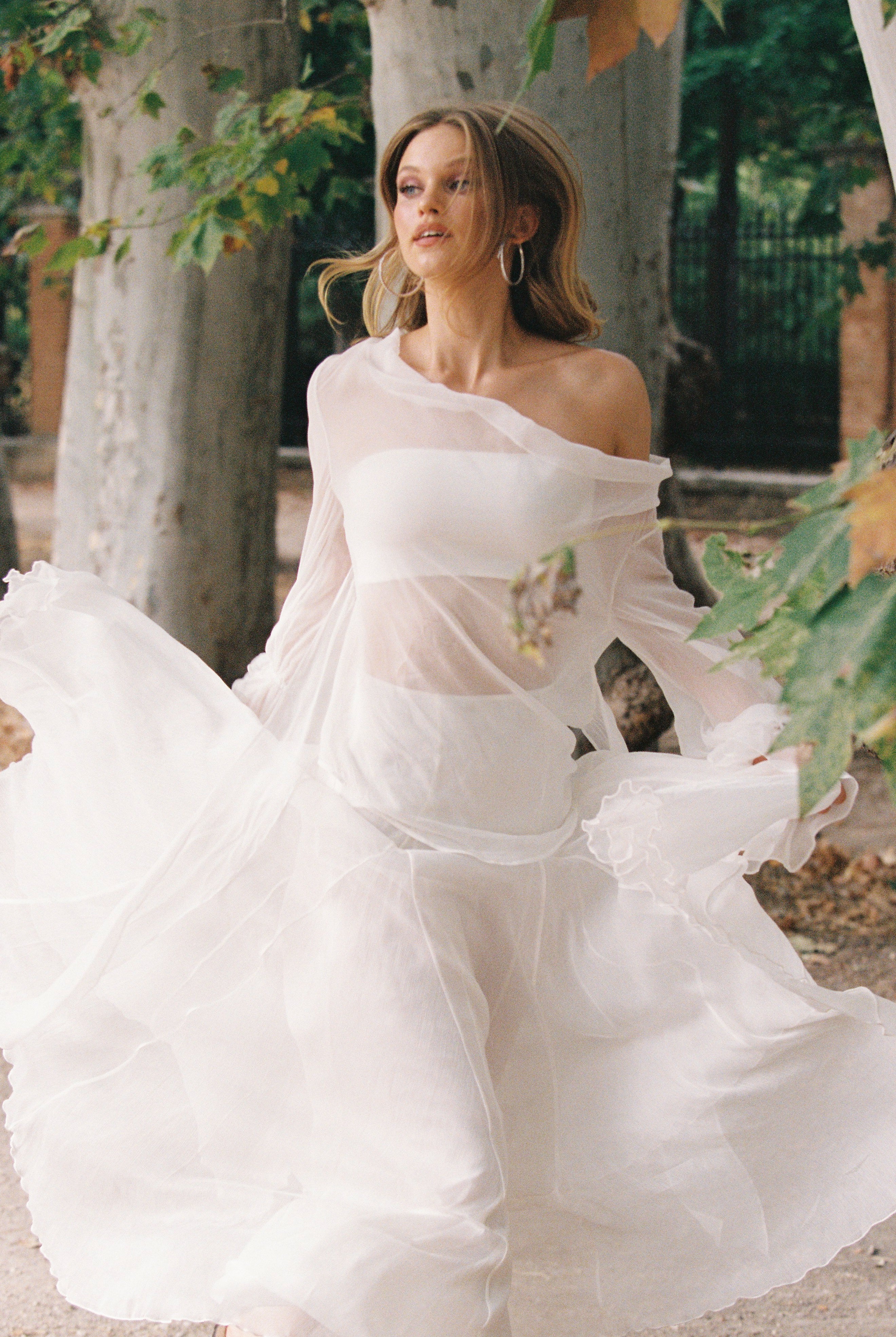 Nora Top (White) | Black Sheer Ruffle Sleeve Blouse with Tube Top