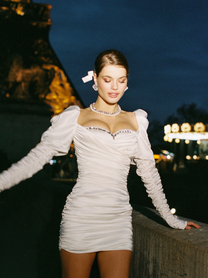 elsie white dress Elsie Dress: White Mini Dress for Wedding After-Party