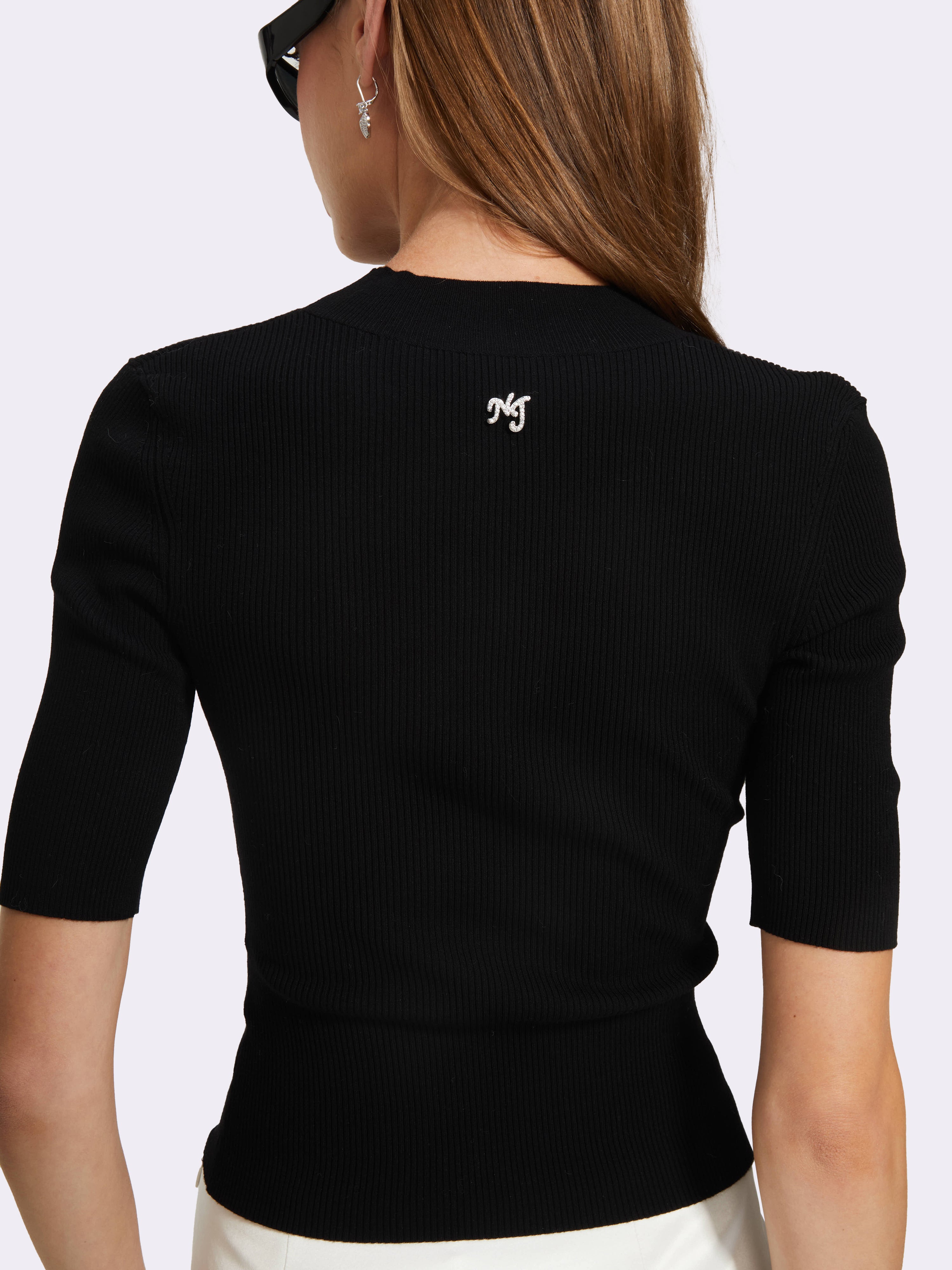 Effie Mock Neck Black Top