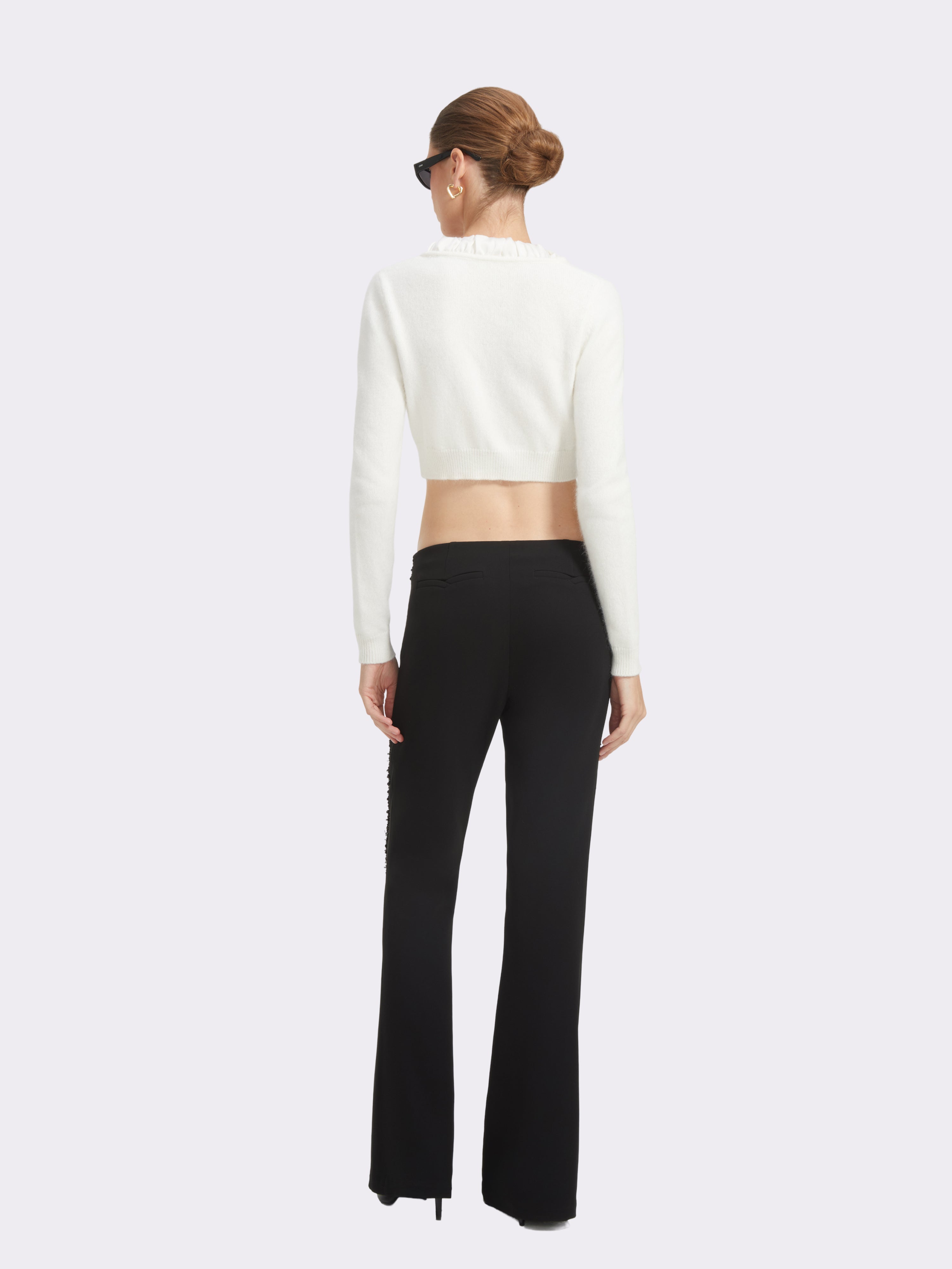 Loulou Bow-Collar White Cardigan